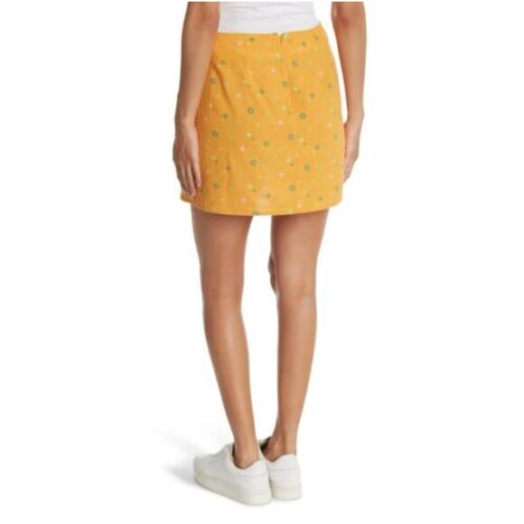 Abound Nordstrom Linen Blend Mini Skirt XS Orange Print Asterisk Floral NWT - Picture 3 of 7